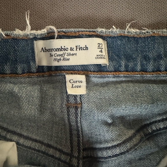 Abercrombie & Fitch Blue Jean Shorts Distressed Cut-Off - Picture 3 of 3